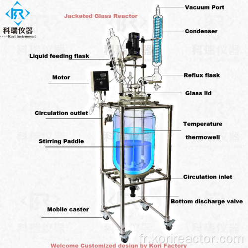 cuve de réacteur en verre chemisé SF-100L